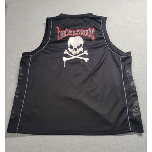 Interstate Mens XL Black Skull Crossbones Sleeveless Biker Jersey Mesh Tank Top